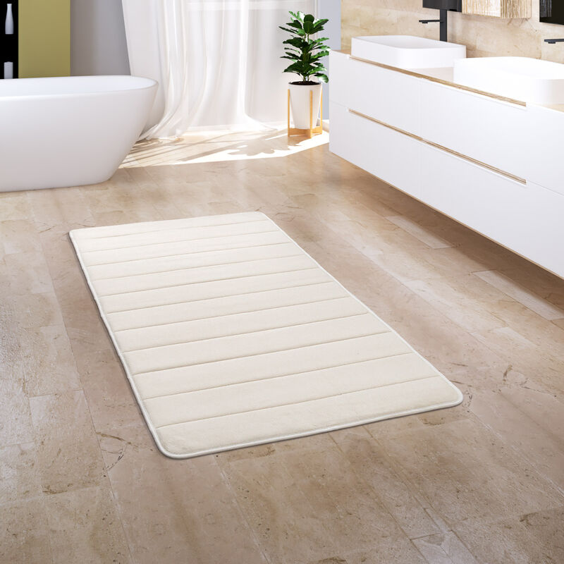 foto del prodotto tappeto bagno tappetino da bagno zerbino morbido memory foam 3d 60x100 cm, crema paco home