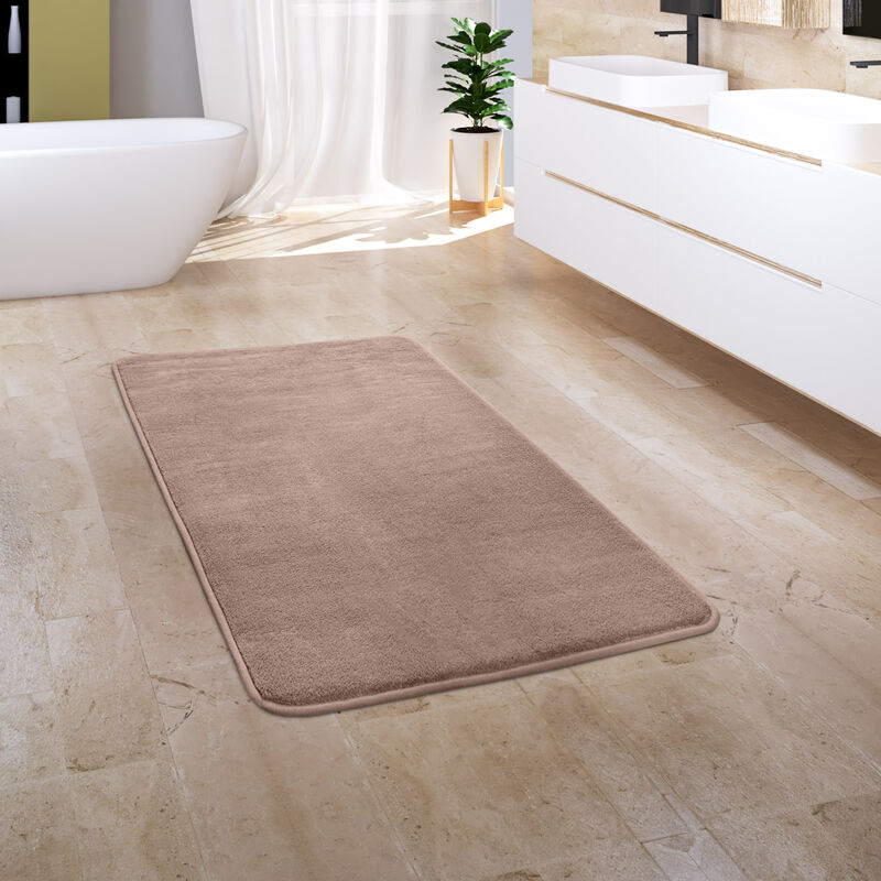 foto del prodotto tappeto bagno tappetino da bagno zerbino morbido memory foam 3d beige 2, 65x120 cm de paco home