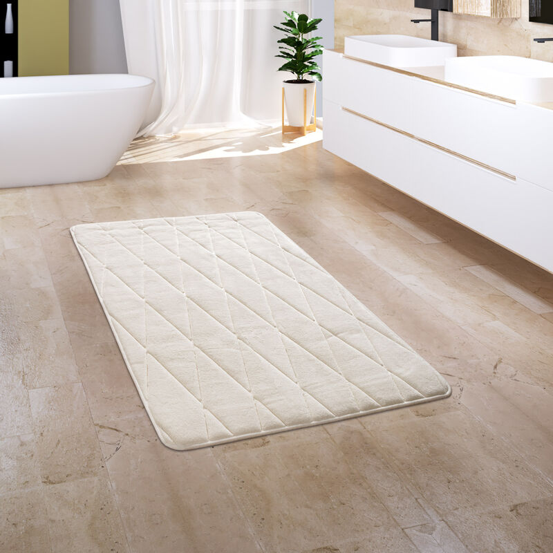 foto del prodotto tappeto bagno tappetino da bagno zerbino morbido memory foam 3d crema 4, 65x120 cm de paco home