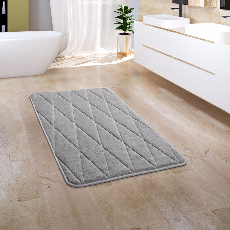 foto del prodotto tappeto bagno tappetino da bagno zerbino morbido memory foam 3d grigio 2, 65x120 cm de paco home