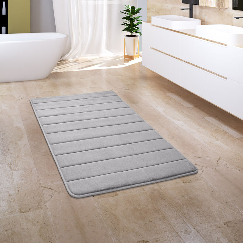 foto del prodotto tappeto bagno tappetino da bagno zerbino morbido memory foam 3d grigio, 50x80 cm paco home