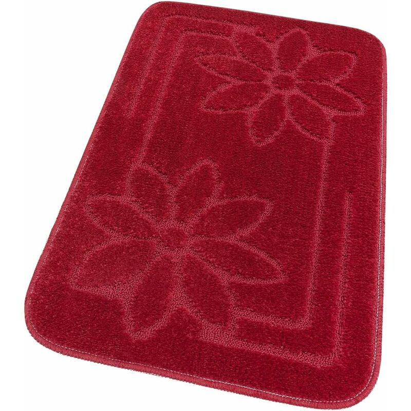 foto del prodotto tappeto bagno tinta unita antiscivolo assorbente scendiletto 100 made in italy rosso 50x110 cm