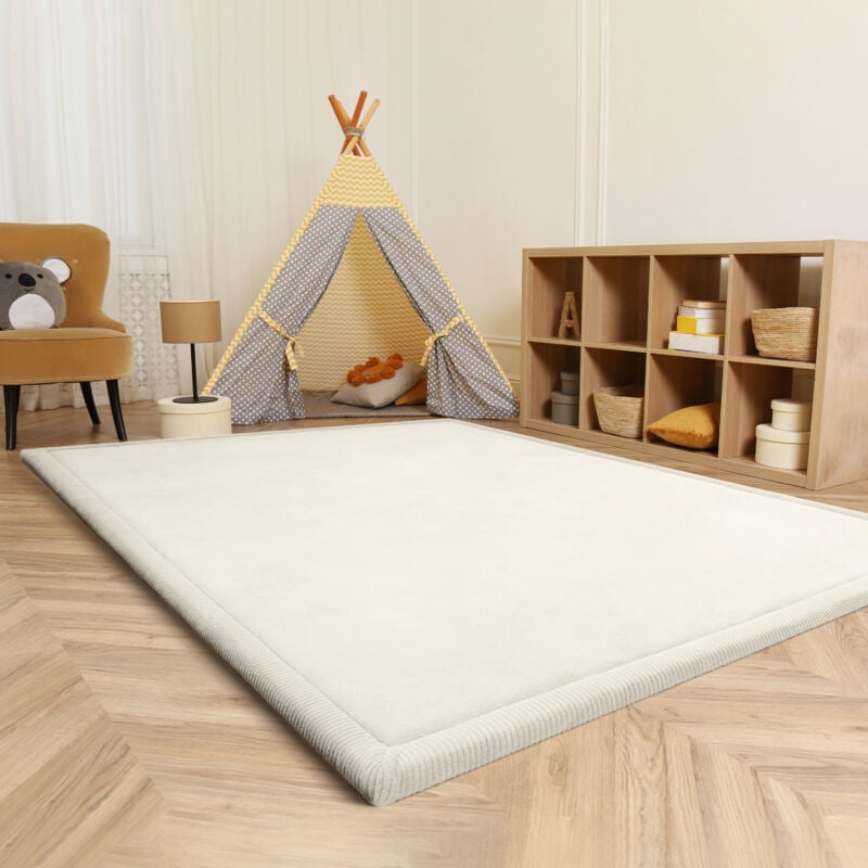 foto del prodotto tappeto bambini cameretta bambina ragezzi tappeto morbido antiscivolo moderno 120x160 cm, crema paco home