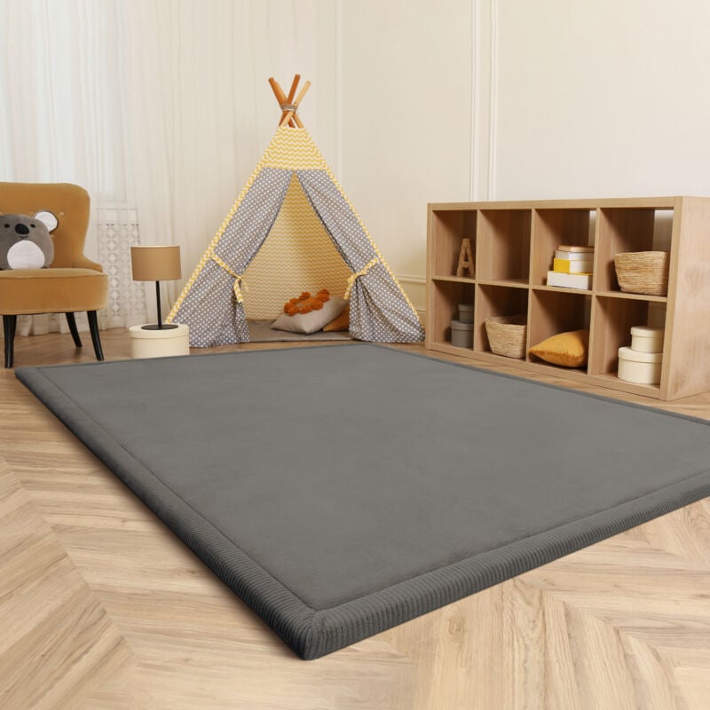 foto del prodotto tappeto bambini cameretta bambina ragezzi tappeto morbido antiscivolo moderno 140x200 cm, grigio paco home
