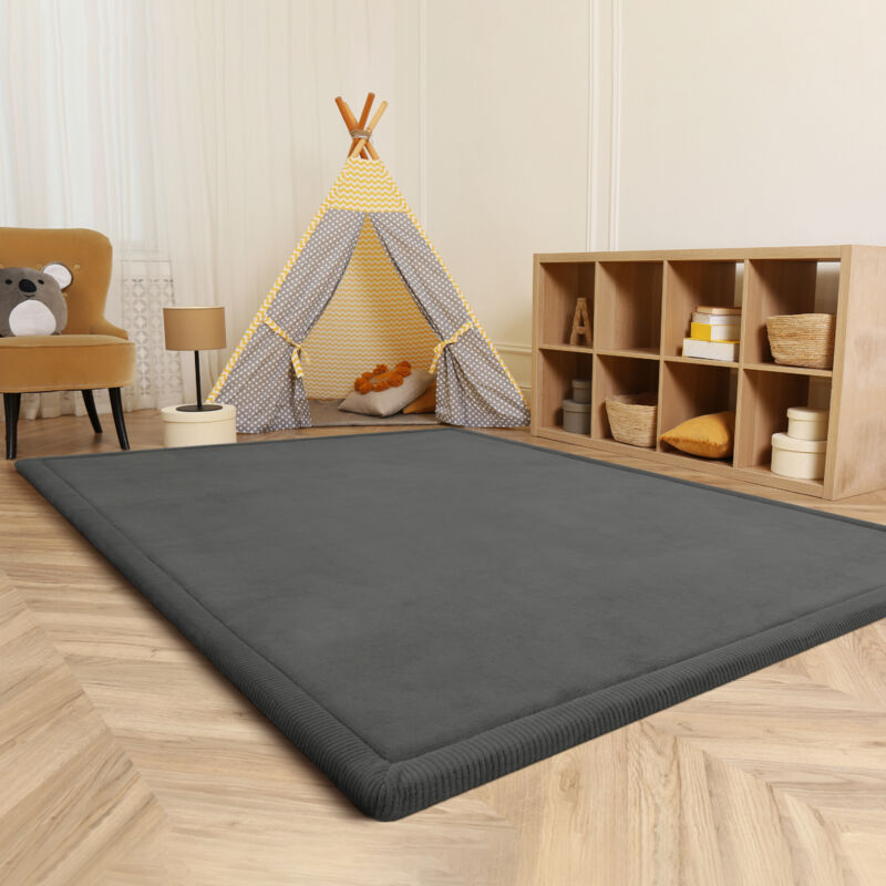 foto del prodotto tappeto bambini cameretta bambina ragezzi tappeto morbido antiscivolo moderno antracite, 120 cm tondo paco home