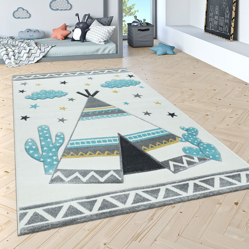 foto del prodotto tappeto bambini cameretta colori pastello moderni motivi graziosi effetto 3d 120 cm tondo, crema paco home