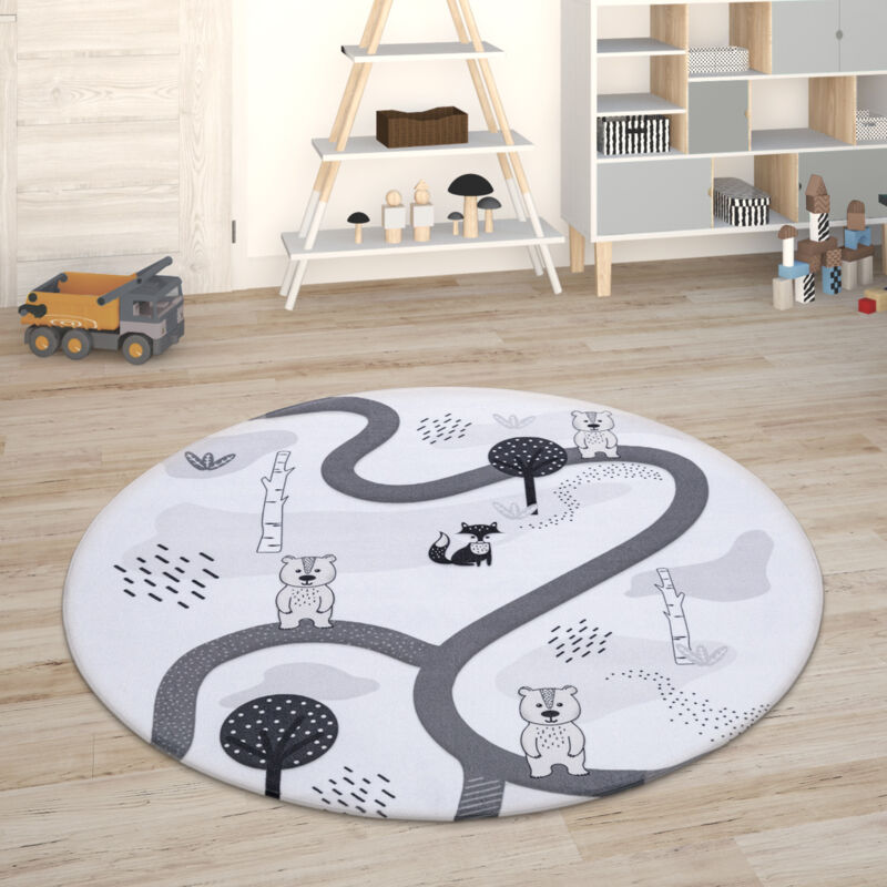 foto del prodotto tappeto bambini cameretta da gioco beb tappeto bambini stradale da gioco bianco, 80 cm tondo paco home