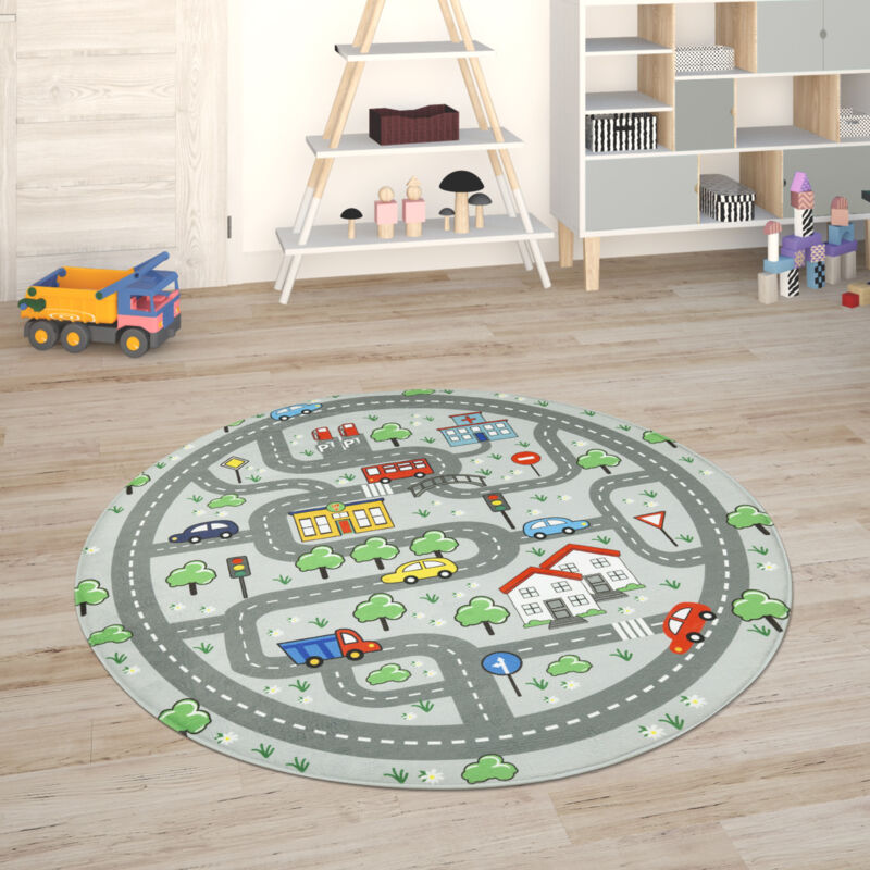 foto del prodotto tappeto bambini cameretta da gioco beb tappeto bambini stradale da gioco grigio, 150 cm rund de paco home