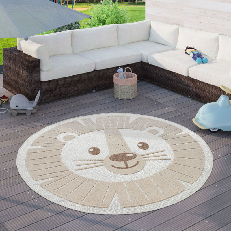 foto del prodotto tappeto bambini cameretta tappeto per esterno rotondo da gioco moderno 3d 160 cm tondo, beige paco home