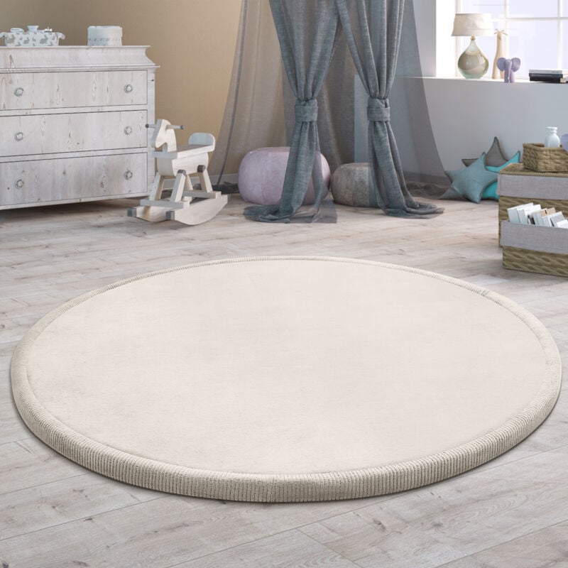 foto del prodotto tappeto bambini rotondo cameretta bambina ragezzi tappeto morbido antiscivolo crema, 80 cm tondo paco home
