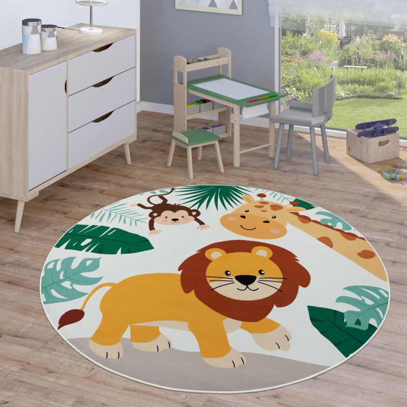 foto del prodotto tappeto bambini rotondo cameretta tappeto da gioco tappeto stradale moderno 200 cm tondo, beige 2 paco home