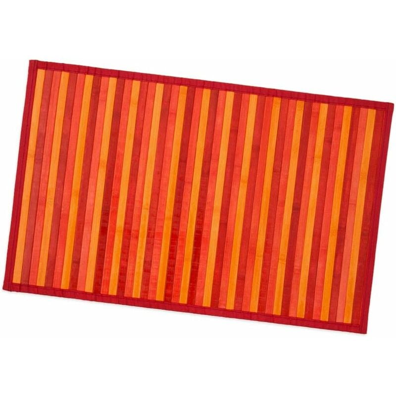 foto del prodotto tappeto bamboo legno stuoia cucina bagno camera degrad tovaglietta colazione retro antiscivolo rosso 50x330 cm