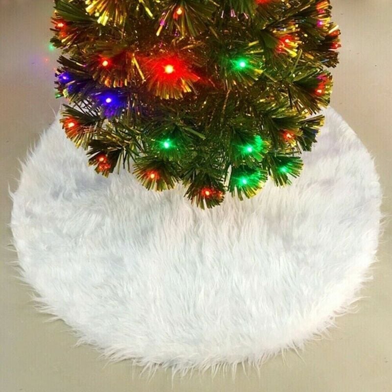 foto del prodotto tappeto bianco pelliccia gonna base copri piede per albero di natale decorazioni pelo lungo o corto diametro diametro 90 cm pelo corto