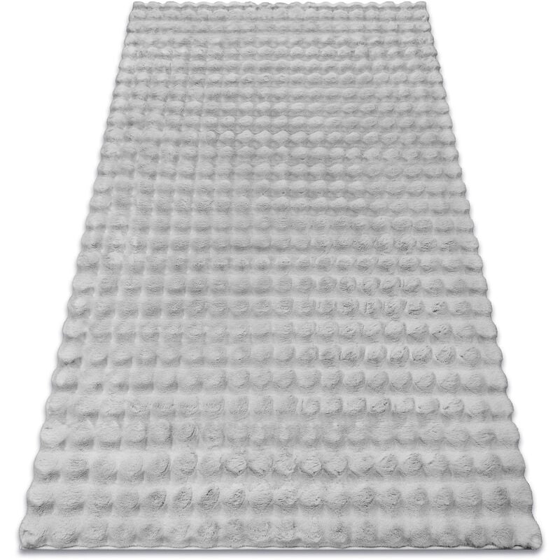 foto del prodotto tappeto bubble argento 21 imitazione pelliccia di coniglio 3d strutturale grey 60x100 cm
