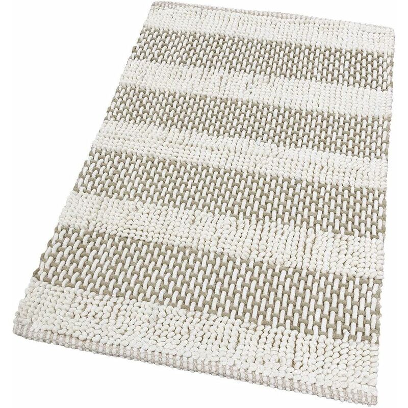 foto del prodotto tappeto camera scendiletto bagno cotone intrecciato tridimensionale morbido assorbente panna 60x120 cm