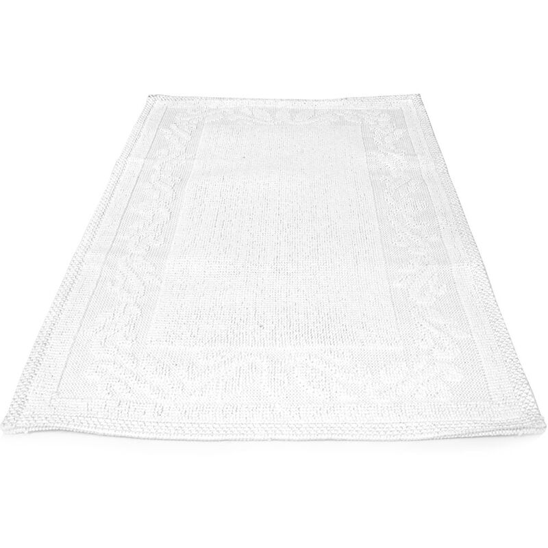 foto del prodotto tappeto casa bagno/cucina cotone tinta unita disegno annette colore bianco, misura50x80colorebianco