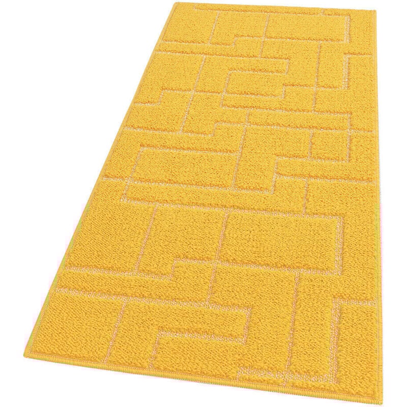 foto del prodotto tappeto casa cucina 3d tinta unita design geometrico moderno assorbente antiscivolo giallo 50x145 cm