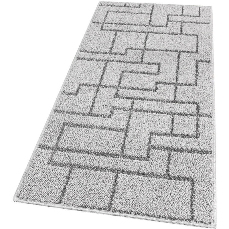 foto del prodotto tappeto casa cucina 3d tinta unita design geometrico moderno assorbente antiscivolo grigio 50x115 cm