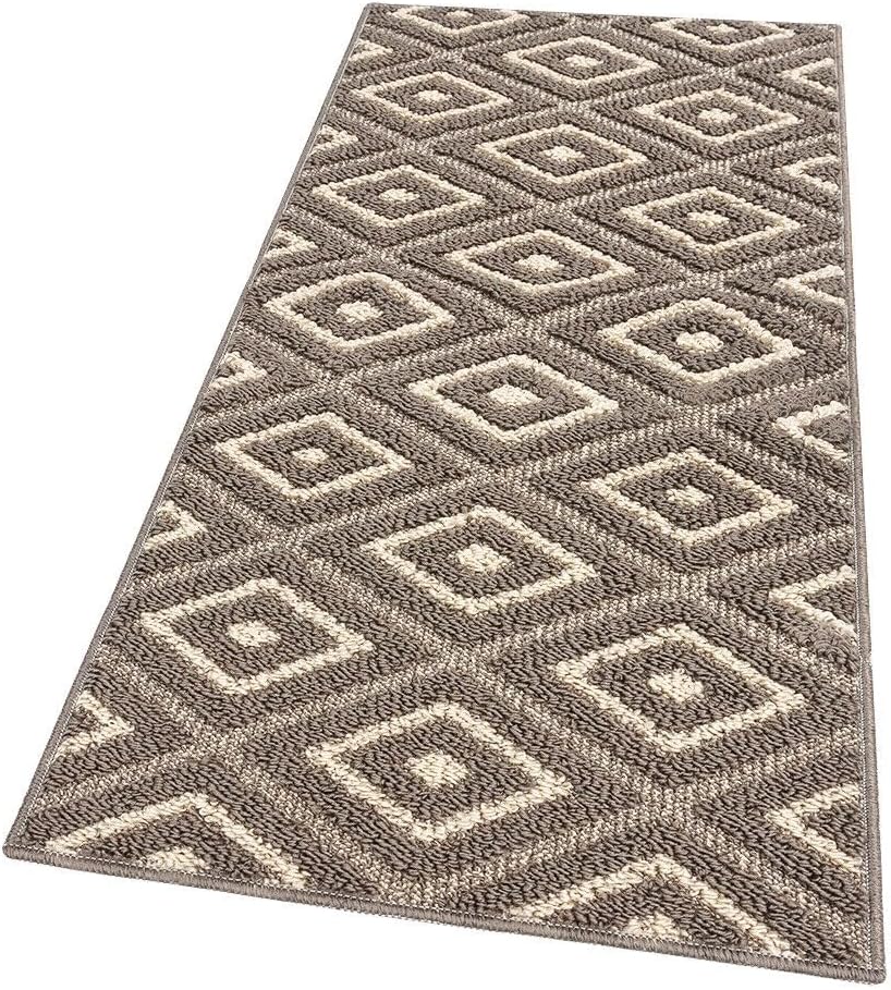 foto del prodotto tappeto casa cucina rombi 3d 50x240 cm bordato moderno assorbente antiscivolo beige
