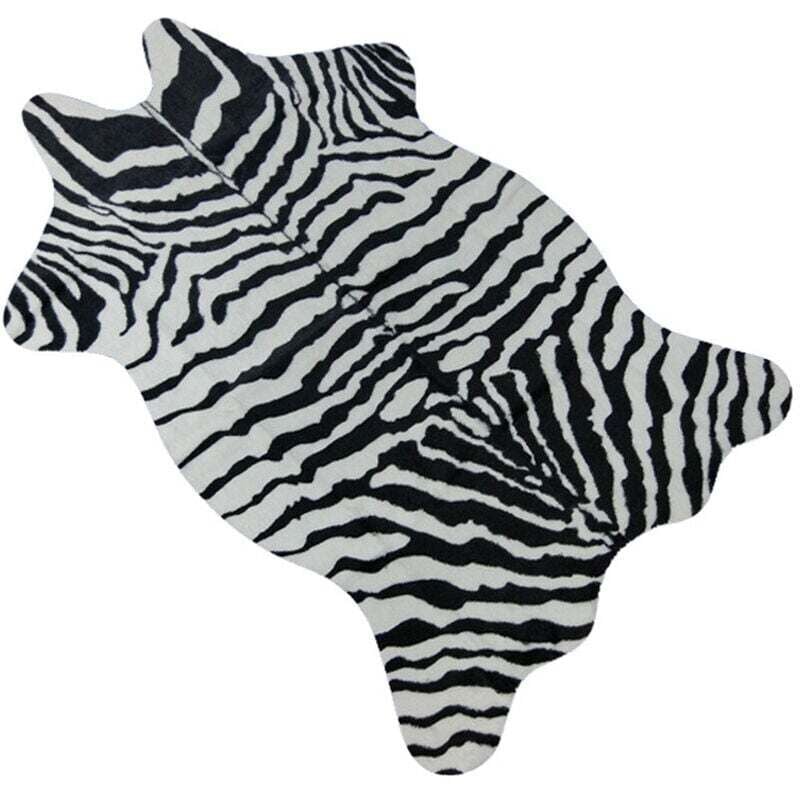 foto del prodotto tappeto con stampa zebra mucca capra, in velluto, in similpelle, in pelle di mucca, con forme naturali, per la casa, 110 75 cm