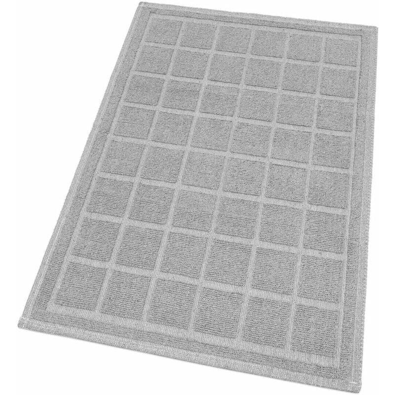 foto del prodotto tappeto cotone bagno cucina camera letto trama 3d morbido pastello lavabile 100 made in italy grigio 50x80 cm