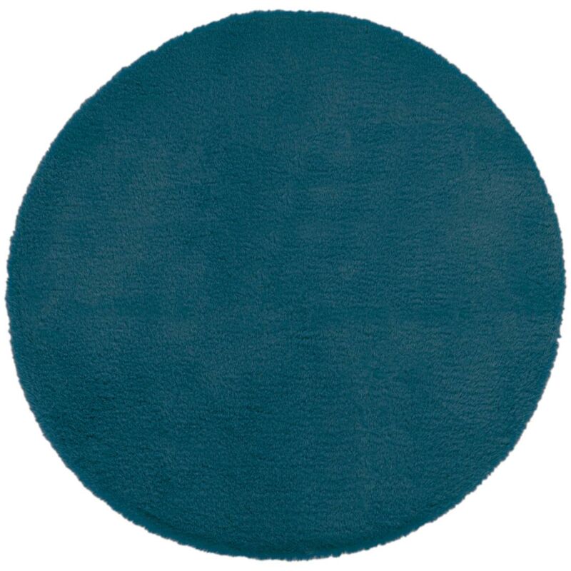 foto del prodotto tappeto couka effetto pelliccia d anatra blu d80cm atmosphera cr ateur d int rieur