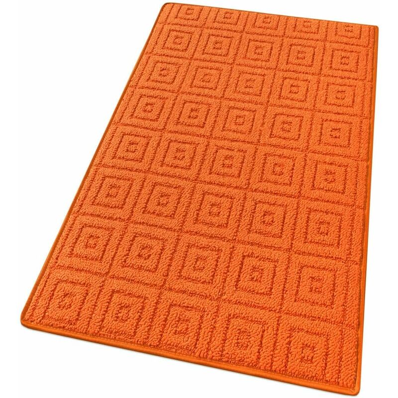 foto del prodotto tappeto cucina 3d arancione 100 made in italy antiscivolo tinta unita lavabile morbido assorbente in varie misure 57x40 cm