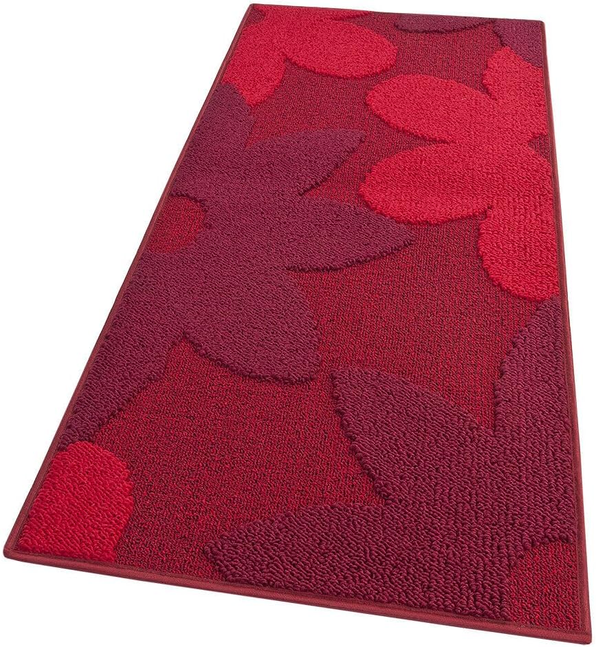 foto del prodotto tappeto cucina 3d fiore 57x230 cm tridimensionale morbido moderno passatoia antiscivolo bordeaux