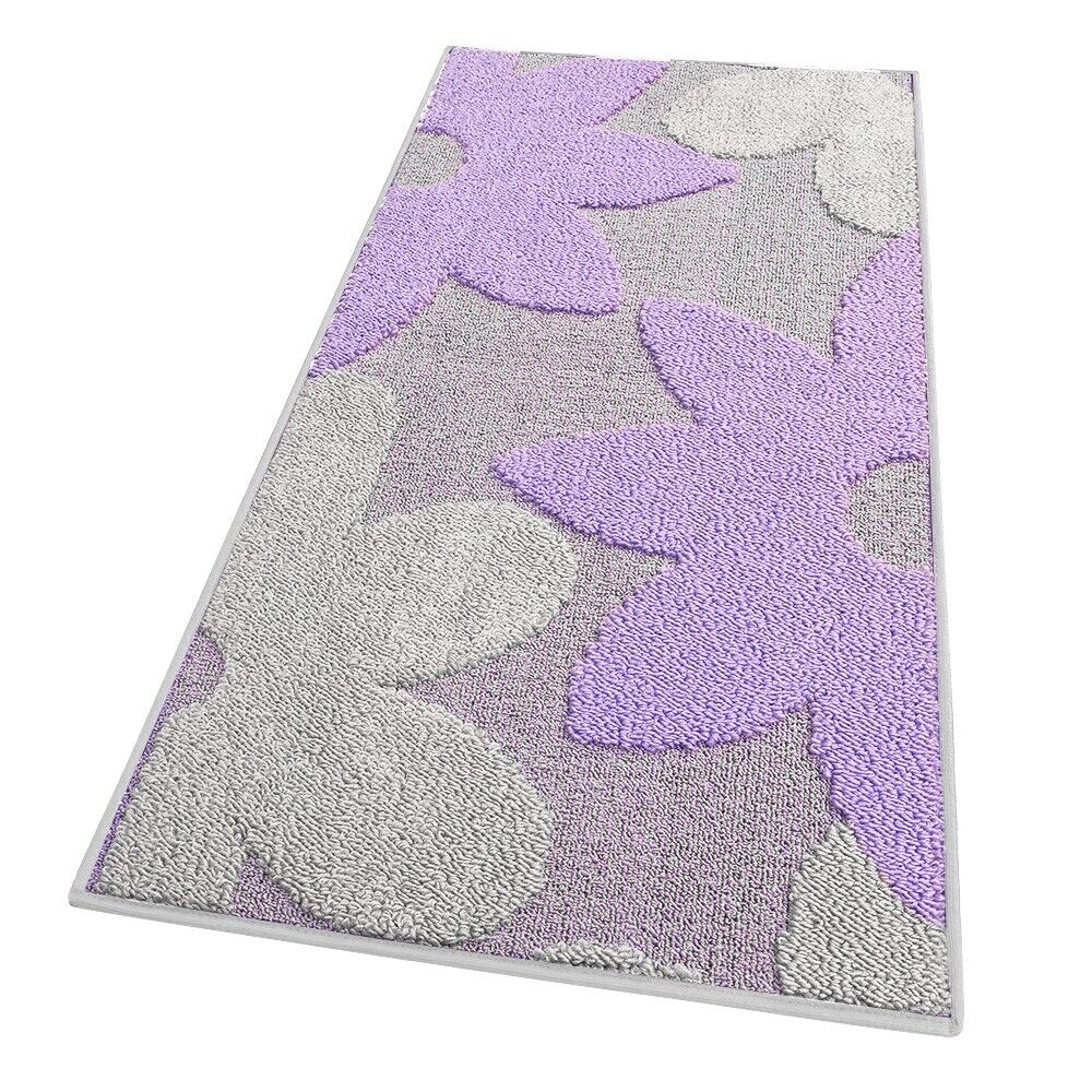 foto del prodotto tappeto cucina 3d fiore 57x230 cm tridimensionale morbido moderno passatoia antiscivolo viola