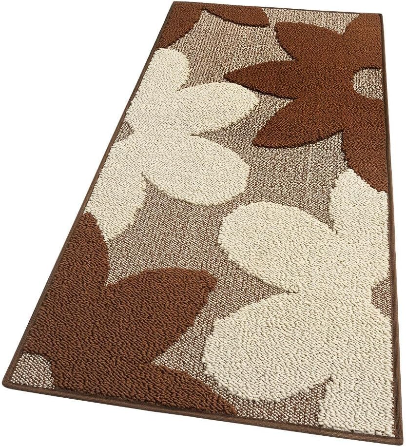foto del prodotto tappeto cucina 3d fiore 57x270 cm tridimensionale morbido moderno passatoia antiscivolo marrone
