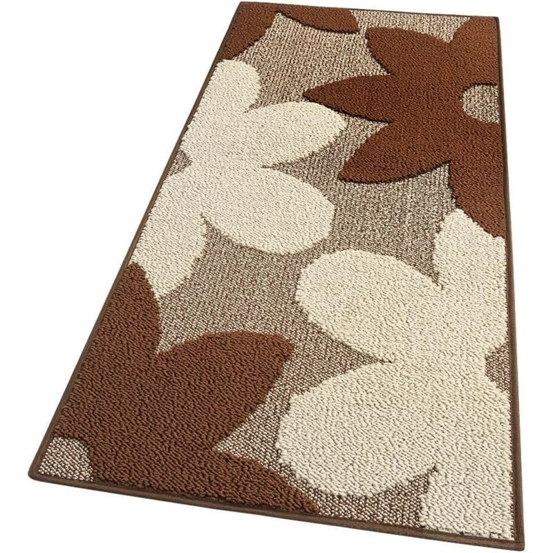 foto del prodotto tappeto cucina 3d fiore tridimensionale morbido bordato moderno corsia antiscivolo marrone 50x90 cm