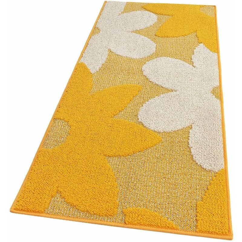 foto del prodotto tappeto cucina 3d fiore tridimensionale morbido bordato moderno passatoia antiscivolo giallo 57x40 cm
