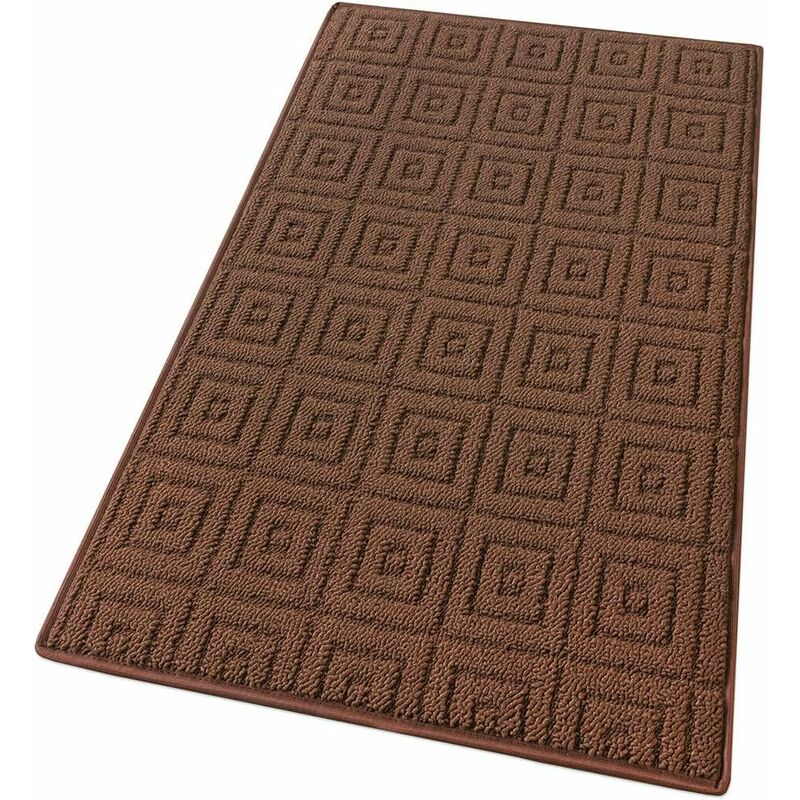 foto del prodotto tappeto cucina 3d marrone 100 made in italy antiscivolo tinta unita lavabile morbido assorbente in varie misure 57x145 cm
