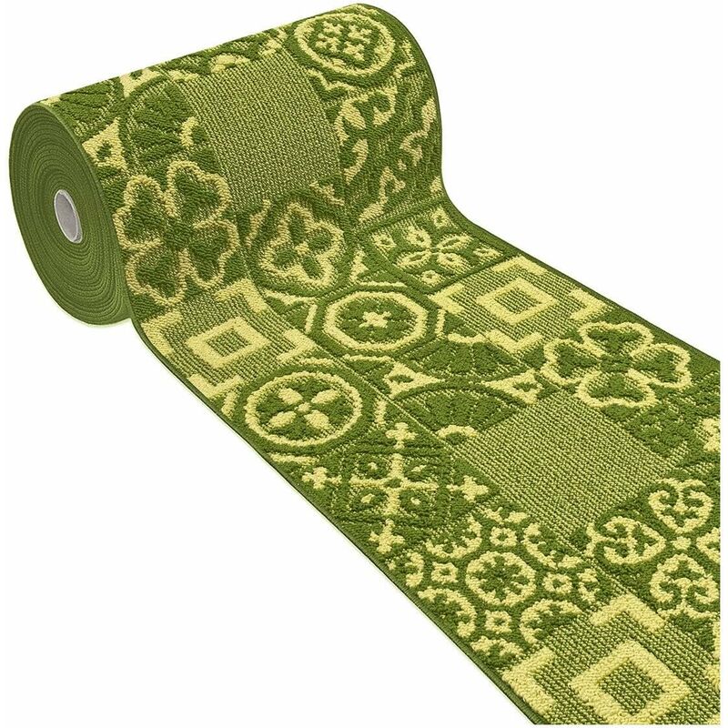 foto del prodotto tappeto cucina 3d passatoia antiscivolo piastrella maiolica verde 57x270 cm
