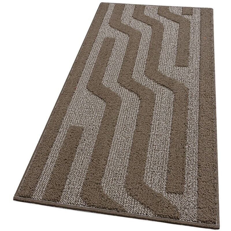 foto del prodotto tappeto cucina a righe 3d morbido bordato passatoia ingresso assorbente antiscivolo marrone 50x80 cm