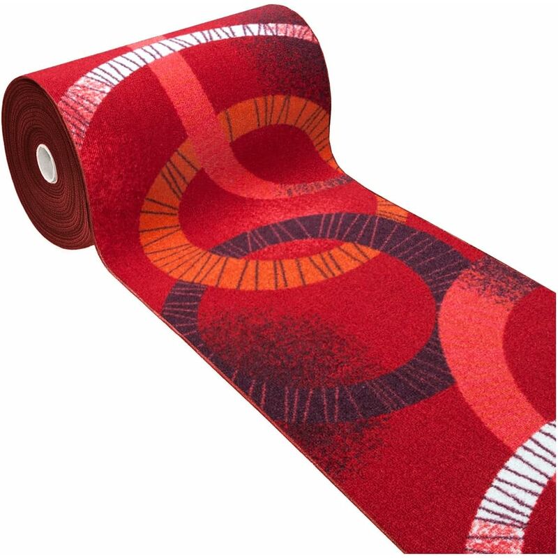 foto del prodotto tappeto cucina antiscivolo moderno multiuso camera corridoio 100 made in italy rosso 57x240 cm