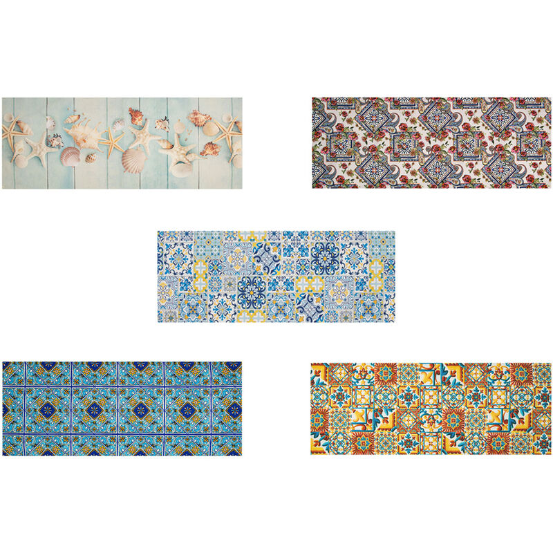 foto del prodotto tappeto cucina antiscivolo stampa digitale emozioni fantasie maiolica marina, misura58x80colorederuta