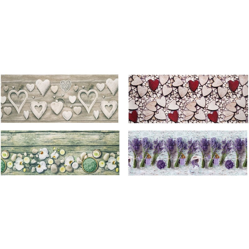 foto del prodotto tappeto cucina antiscivolo stampa digitale emozioni fantasie shabby cuori fiori, misura58x115coloredolce casa