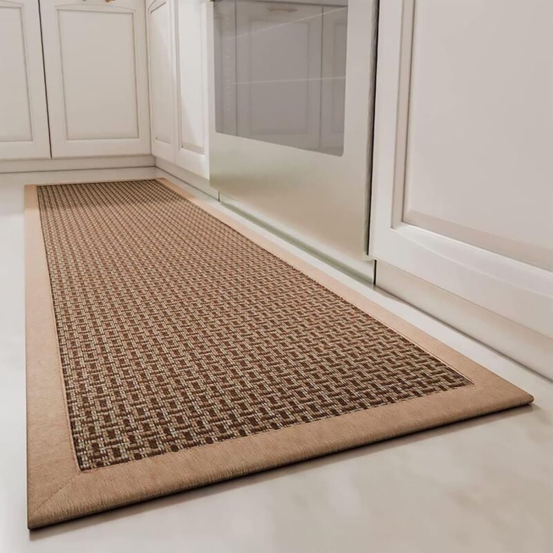 foto del prodotto tappeto cucina antiscivolo, tappeti da ingresso in gomma intrecciata lavabili e antiscivolo per camera da letto, soggiorno, ufficio marrone 50x120cm