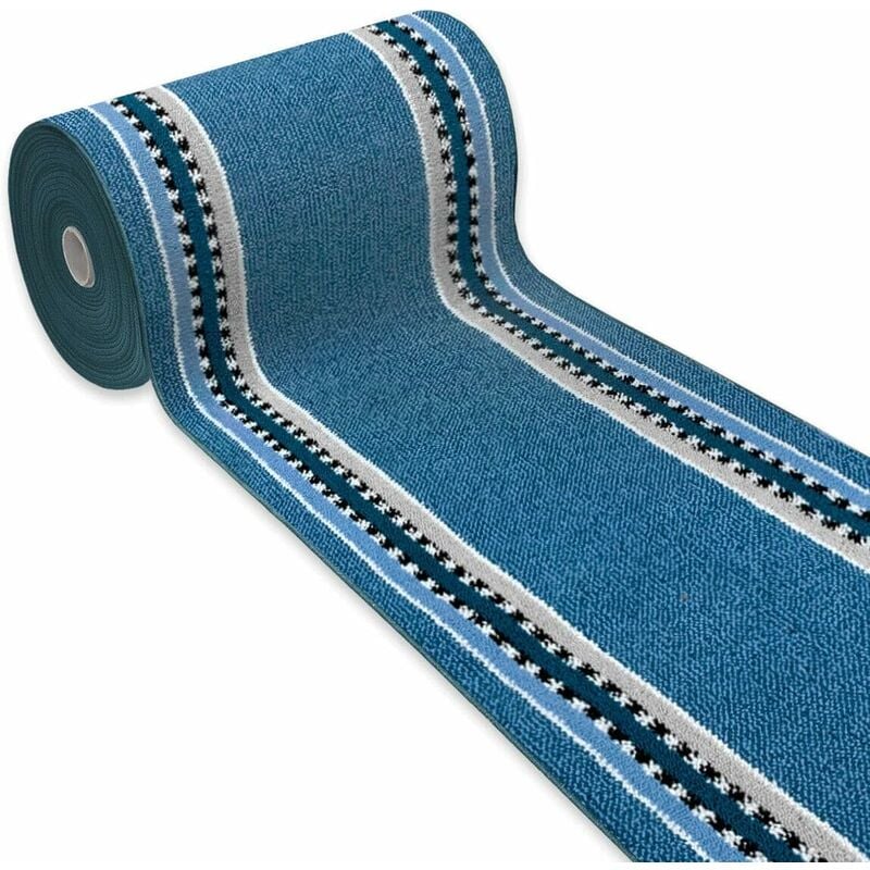 foto del prodotto tappeto cucina blu antiscivolo 100 made in italy passatoia corsia bordata ingresso lavabile in varie misure 57x360 cm