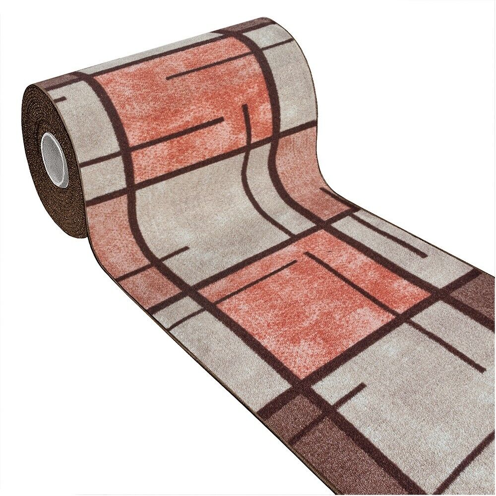 foto del prodotto tappeto cucina bordato antiscivolo 57x280 cm moderno passatoia colori accesi marmorizzato rosso