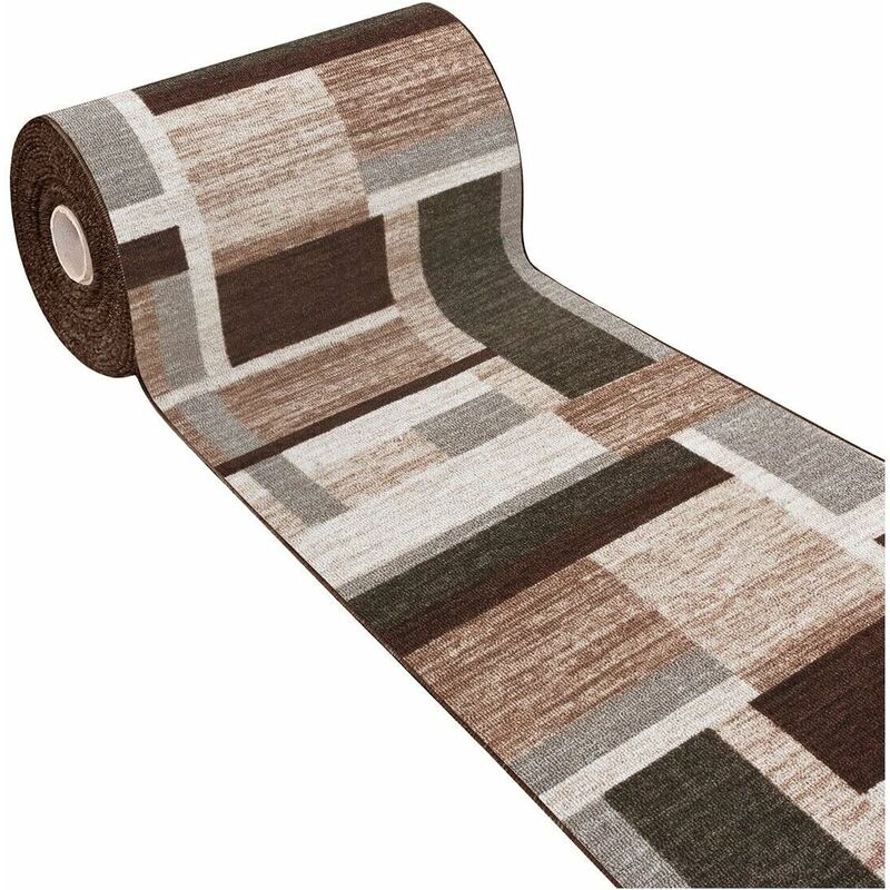 foto del prodotto tappeto cucina bordato passatoia antiscivolo lavabile 100 made in italy marrone 50x115 cm