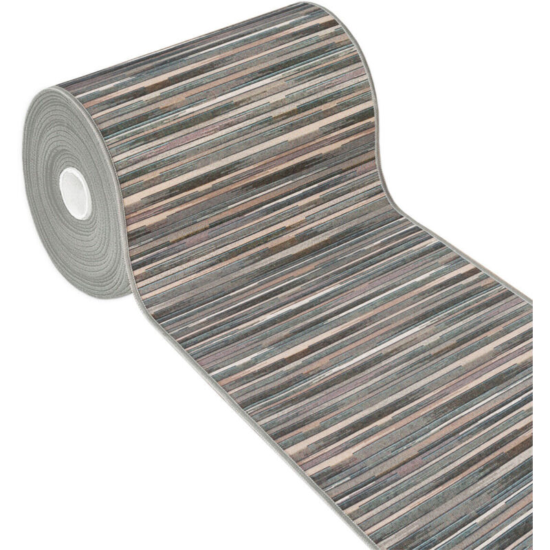 foto del prodotto tappeto cucina bordato tessitura piatta multiuso bagno camera corridoio stile bamboo 100 made in italy grigio - 52x240 cm