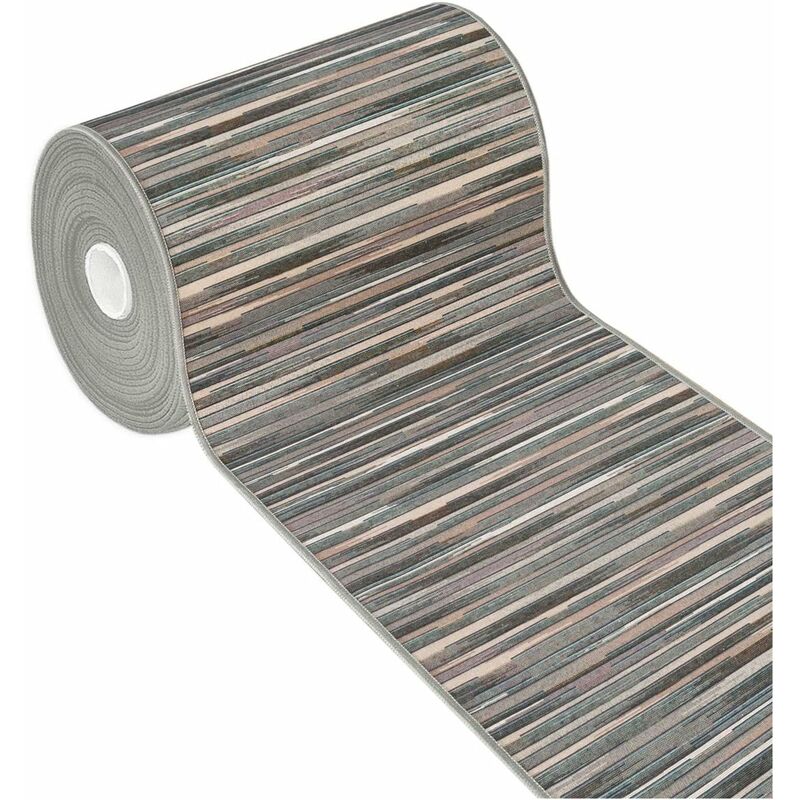 foto del prodotto tappeto cucina bordato tessitura piatta multiuso bagno camera corridoio stile bamboo 100 made in italy grigio 52x80 cm
