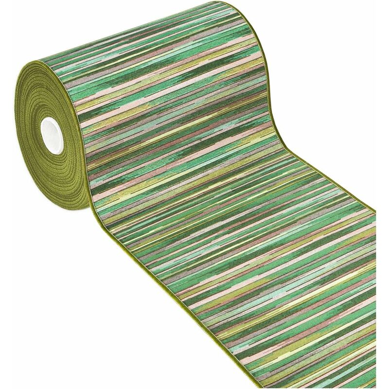 foto del prodotto tappeto cucina bordato tessitura piatta multiuso bagno camera corridoio stile bamboo 100 made in italy verde 52x10 cm