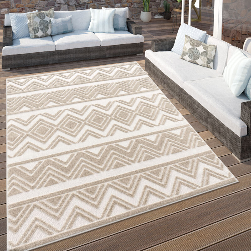 foto del prodotto tappeto cucina da esterno salotto balcone boho monocolore 3d scandi beige 160x230 cm paco home