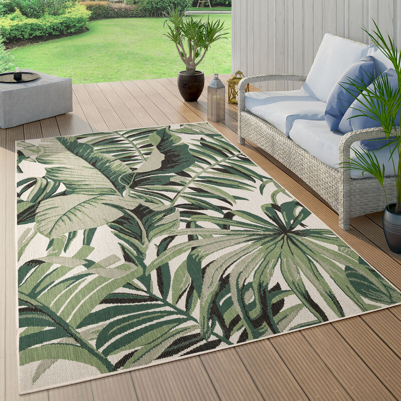 foto del prodotto tappeto cucina da esterno salotto balcone palme giungla floreale boho verde 100x200 cm, verde 10 paco home