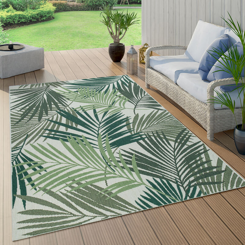 foto del prodotto tappeto cucina da esterno salotto balcone palme giungla floreale boho verde 200x290 cm, verde paco home
