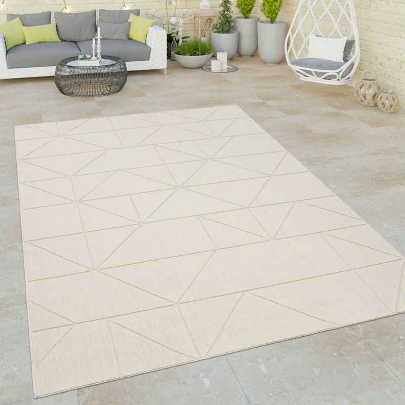 foto del prodotto tappeto cucina da esterno salotto balcone terrazo astratto geometrico 3d crema crema 120x170 cm paco home