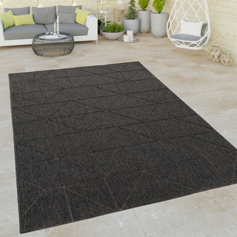 foto del prodotto tappeto cucina da esterno salotto balcone terrazo astratto geometrico antracite antracite 80x150 cm - paco home